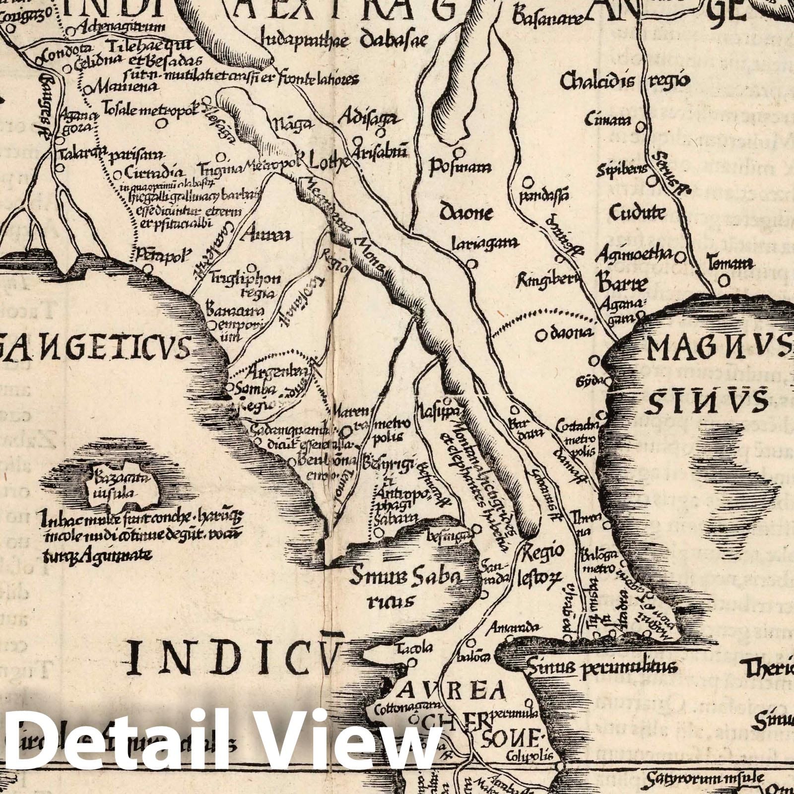India and Southeast Asia - River Map, 1541 - Historical Map Print