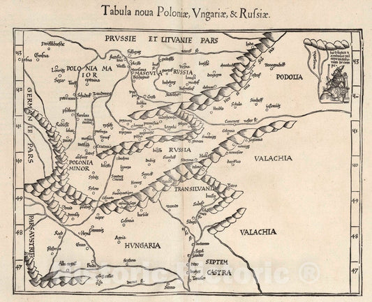 Historic Map : Russia, Tabula noua Poloniae, Vngariae, Russiae, 1541 Atlas , Vintage Wall Art