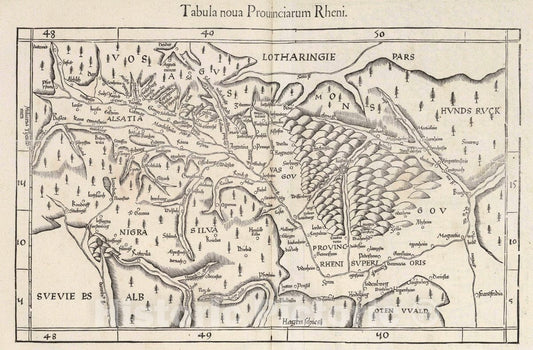 Historic Map : Rhine River Valley Tabula noua Prouinciarum Rheni, 1541 Atlas , Vintage Wall Art
