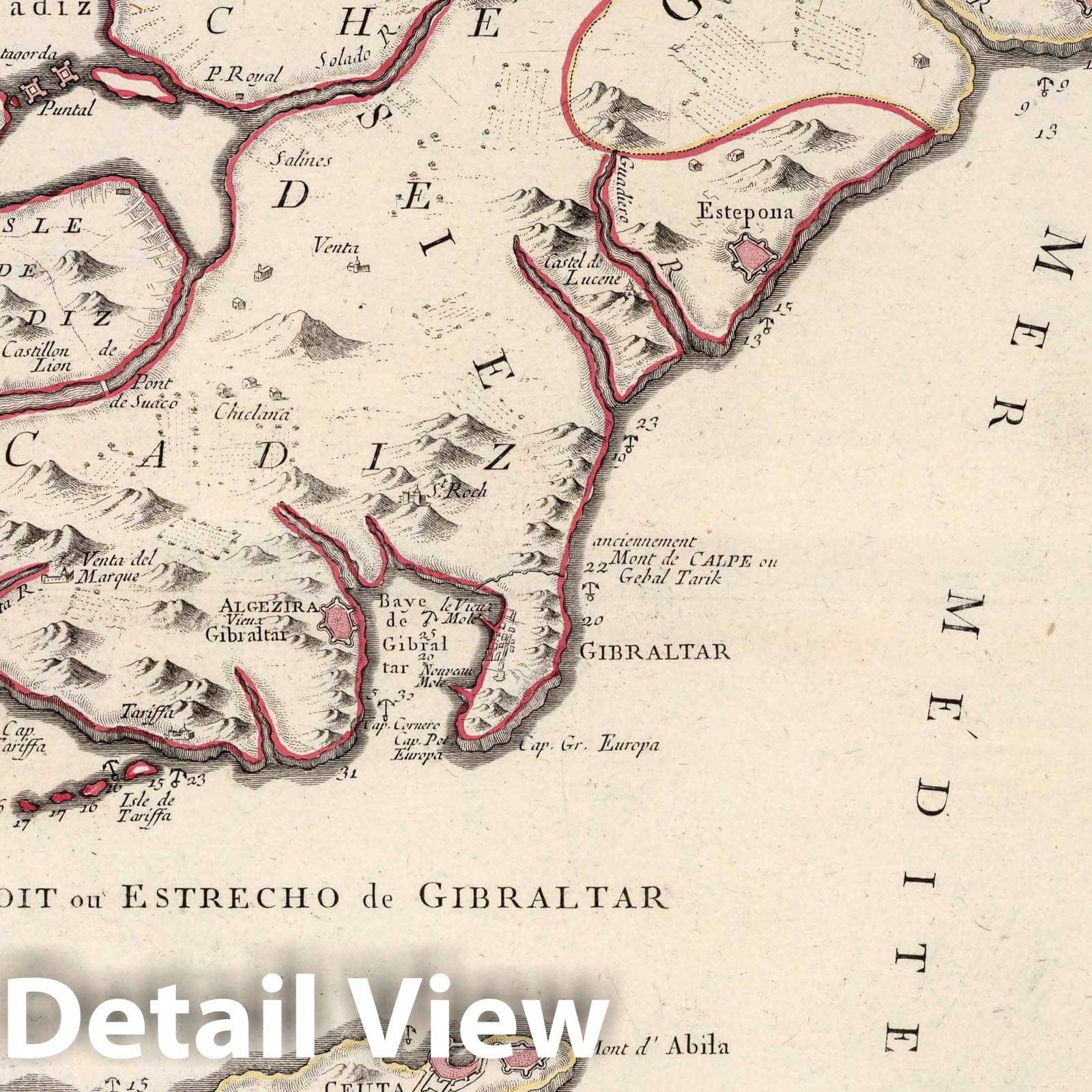 Strait of Gibraltar and Cadiz, 1784 - Historical Map Print