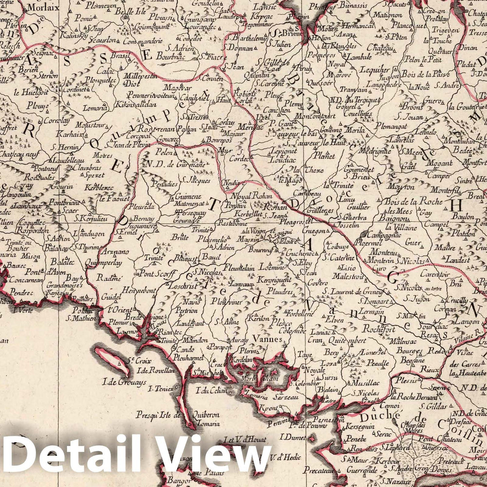 Historic Map : Britanny , France 14. Carte du Gouvernement de Bretagne, 1771 Atlas , Vintage Wall Art