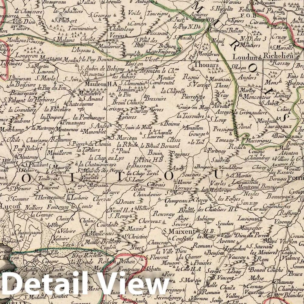 Historic Map : Anjou , France 15. Carte du Gouvernement D'Anjou et Saumurois, de la Touraine, de Poitou, 1777 Atlas , Vintage Wall Art