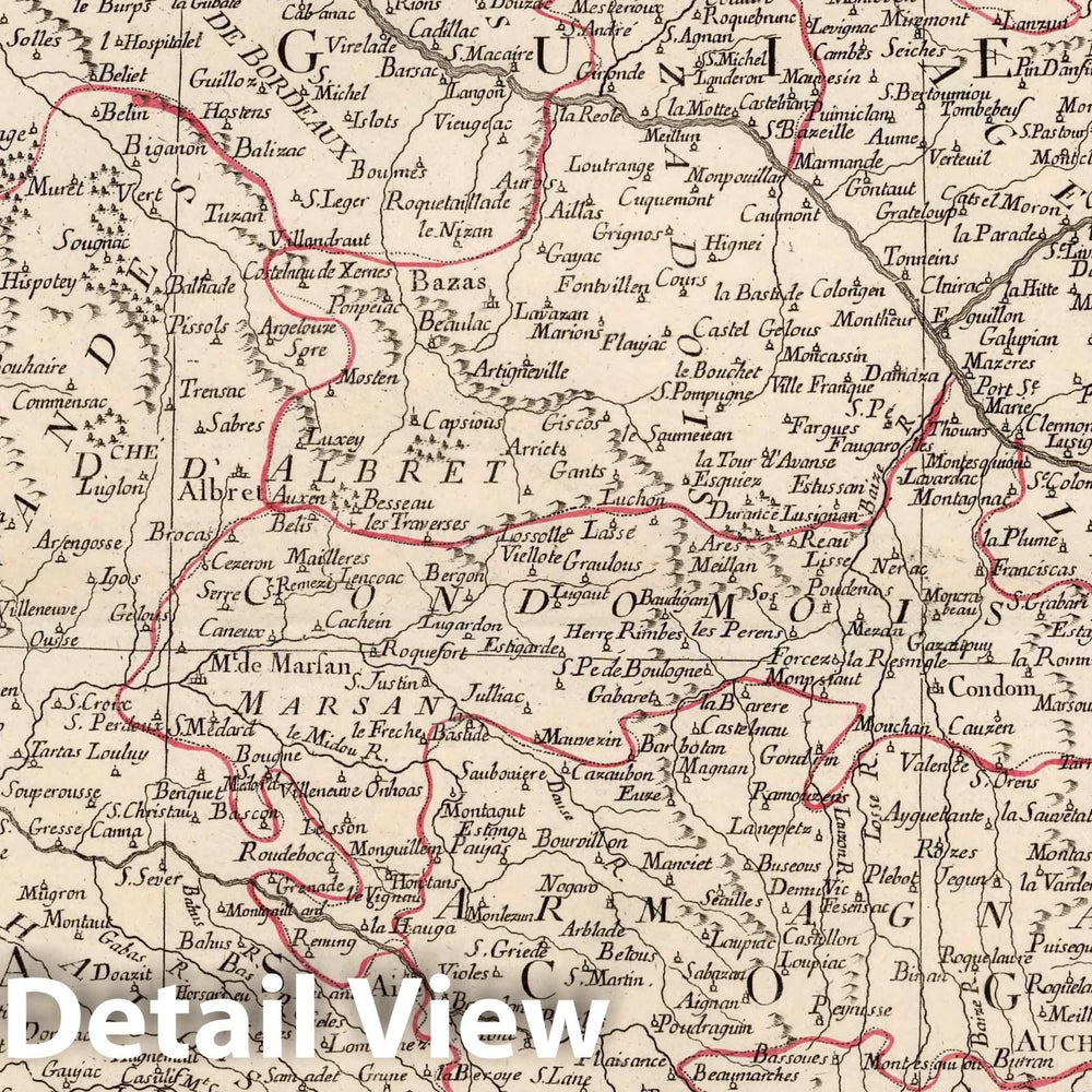 Historic Map : France, Gascogne , France 21. Carte des Gouvernements de Guienne et Gascogne, 1777 Atlas , Vintage Wall Art