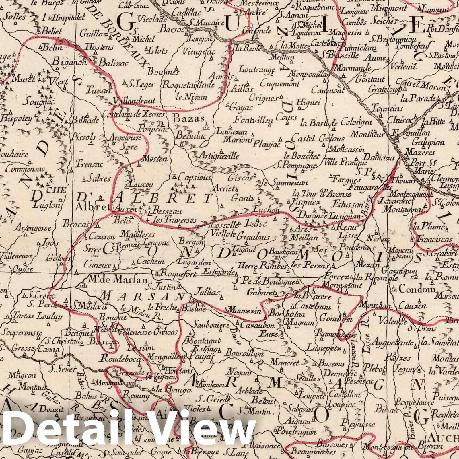 Gascony, Guienne, Bearn, and Basse Navarre, France 1777 Historical Map Print
