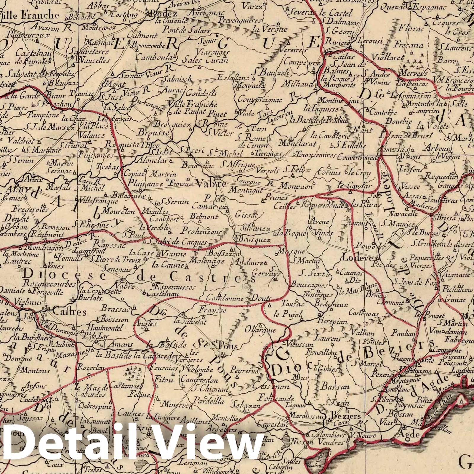 Historic Map : Langedoc , France 22. Carte des Gouvernements de Languedoc, de Foix et de Roussillon Guienne, 1777 Atlas , Vintage Wall Art