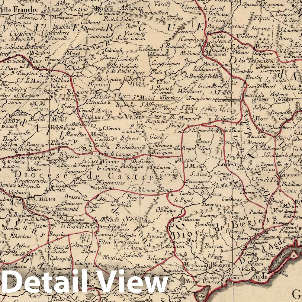 Historic Map : Langedoc , France 22. Carte des Gouvernements de Languedoc, de Foix et de Roussillon Guienne, 1777 Atlas , Vintage Wall Art