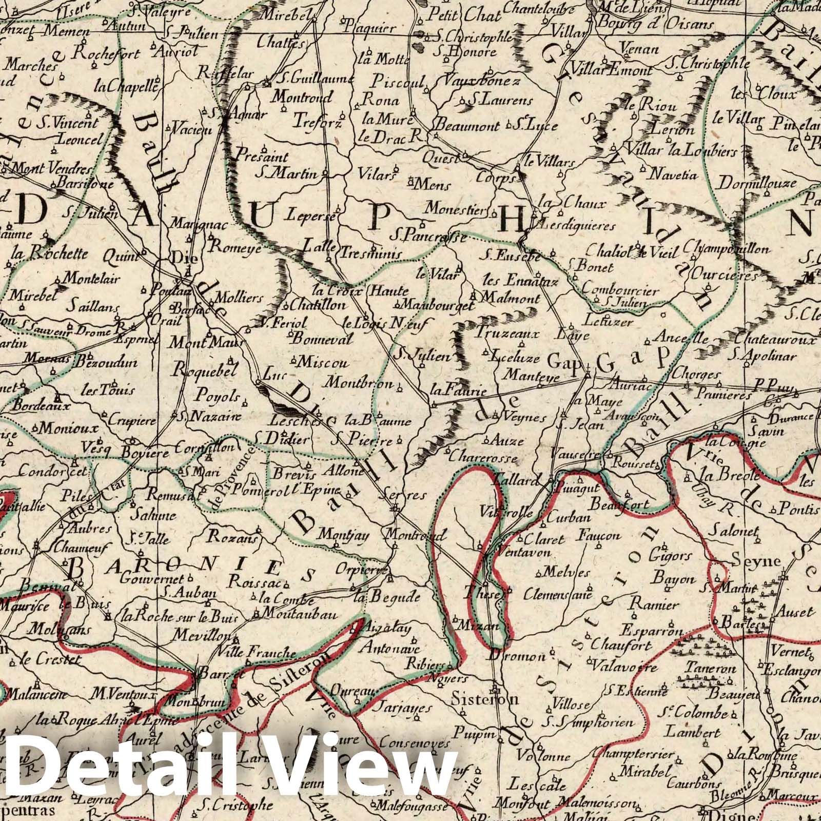 Historic Map : Dauphiny , France 23. Carte des Gouvernements de Dauphine et de Provence, 1777 Atlas , Vintage Wall Art