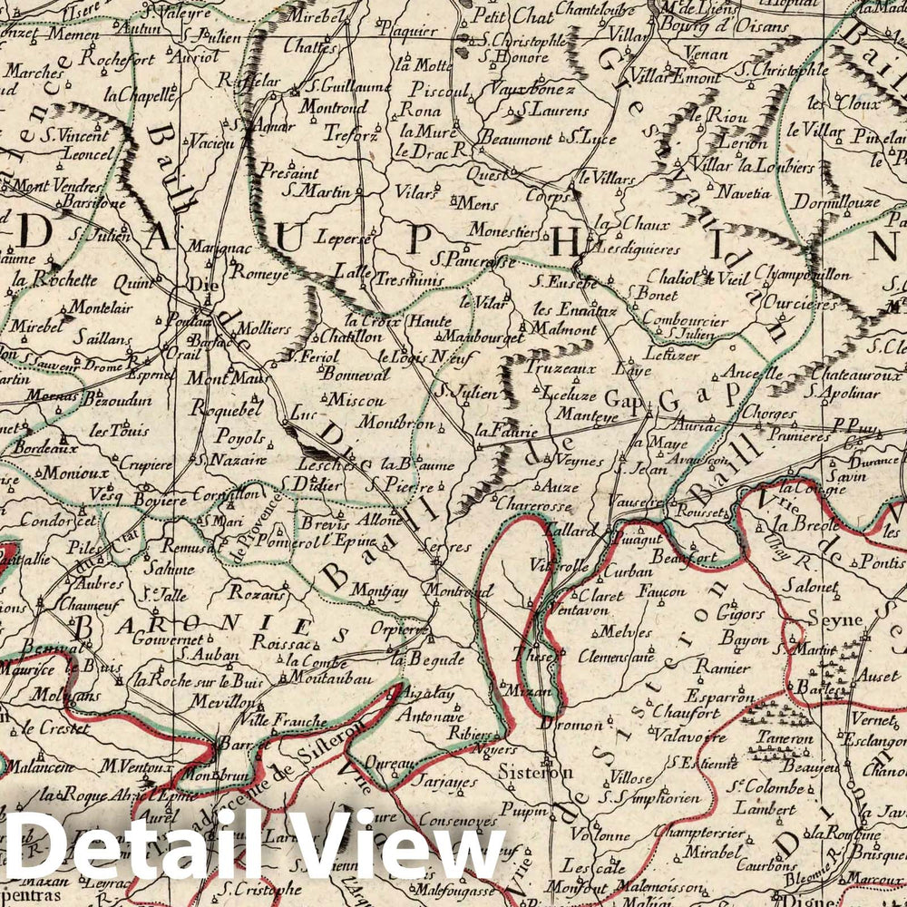 Historic Map : Dauphiny , France 23. Carte des Gouvernements de Dauphine et de Provence, 1777 Atlas , Vintage Wall Art