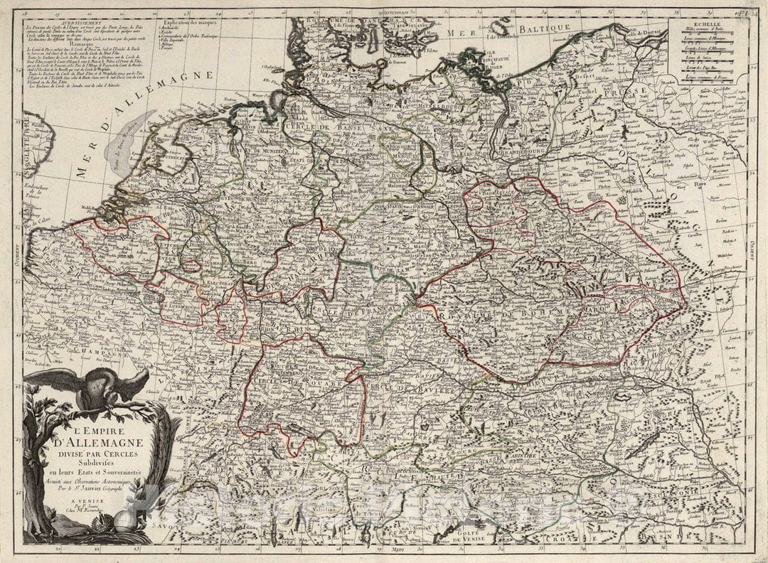 Historic Map : Germany, 1784 24. L'Empire d'Allemagne divise par Cercles. , Vintage Wall Art