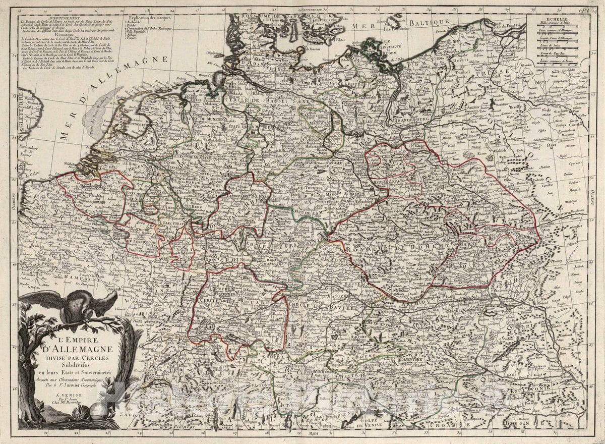 Historic Map : Germany, 1784 24. L'Empire d'Allemagne divise par Cercles. , Vintage Wall Art