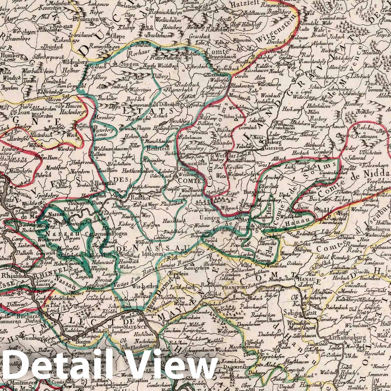 Upper and Lower Rhine Regions, 1777 - Historical Map Print