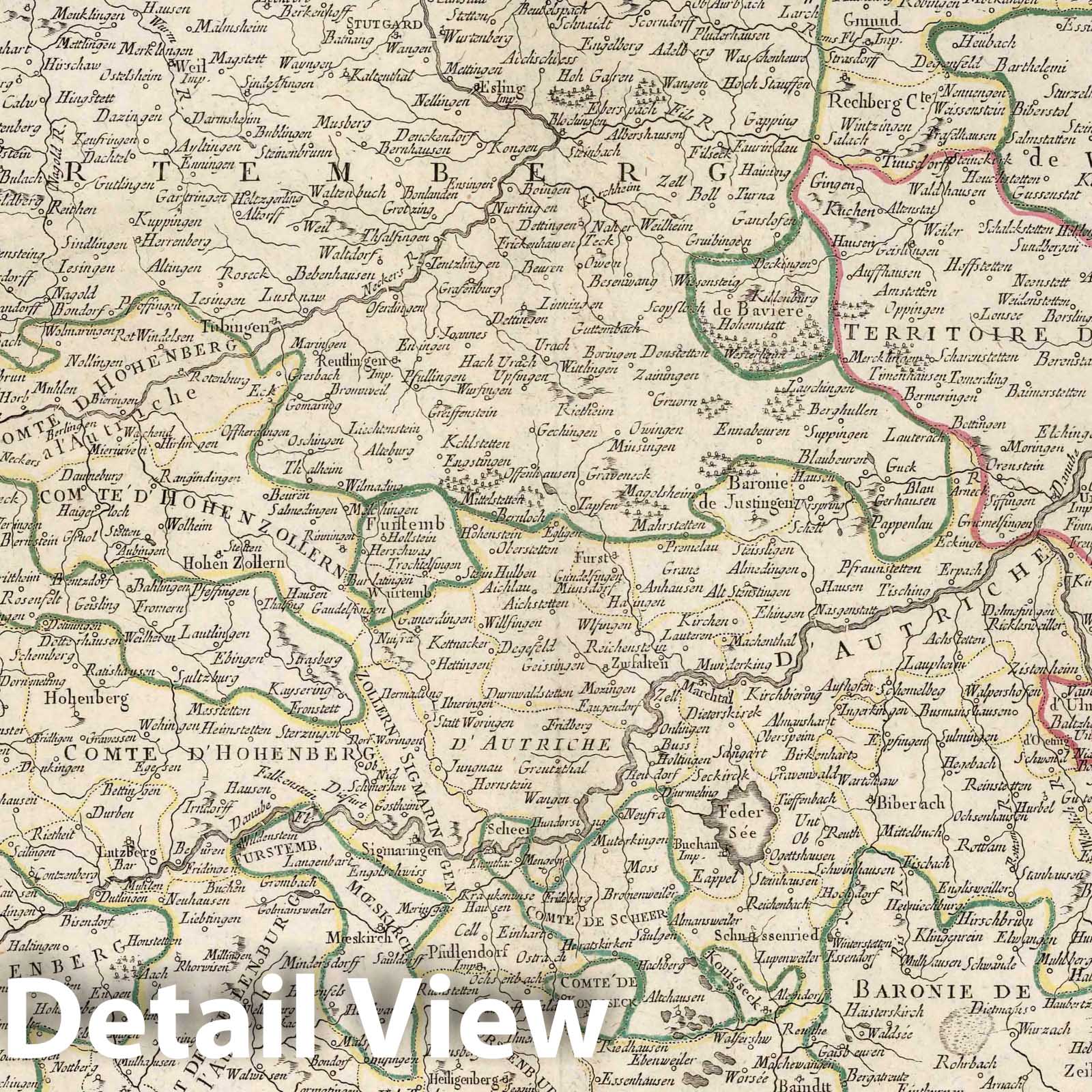 Swabia, Germany 1778 Historical Map Print