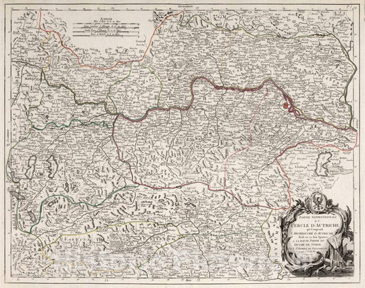 Historic Map : Austria, 34. Partie Septentrionale du Cercle d'Autriche, 1777 Atlas , Vintage Wall Art