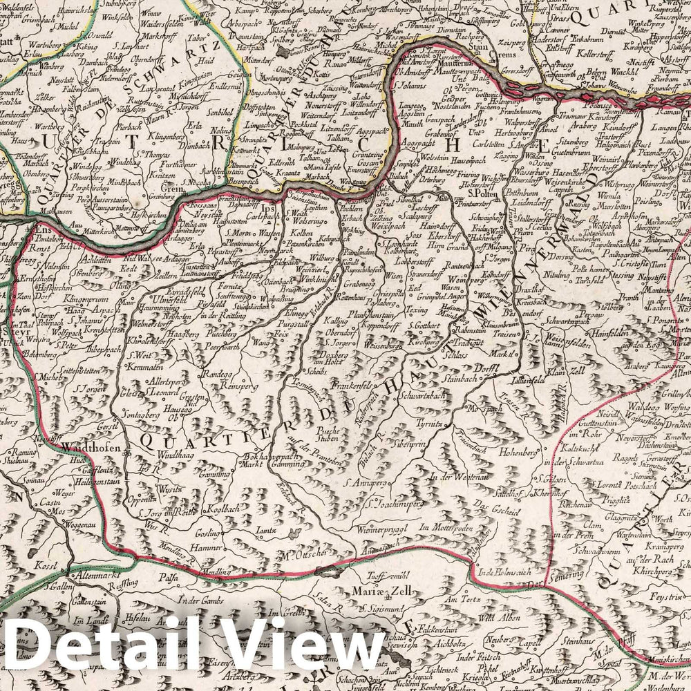 Historic Map : Austria, 34. Partie Septentrionale du Cercle d'Autriche, 1777 Atlas , Vintage Wall Art