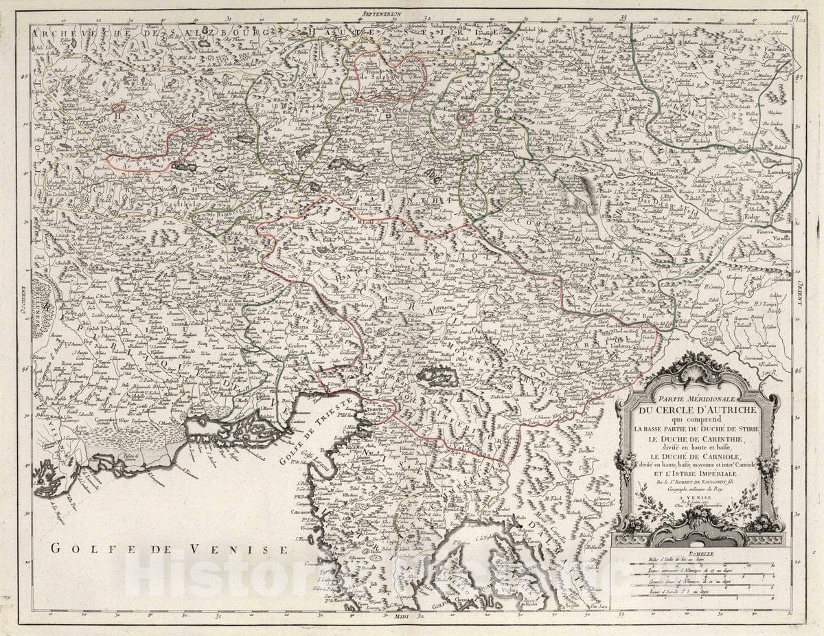 Historic Map : Austria, 35. Partie Meridionale du Cercle d'Autriche, 1777 Atlas , Vintage Wall Art