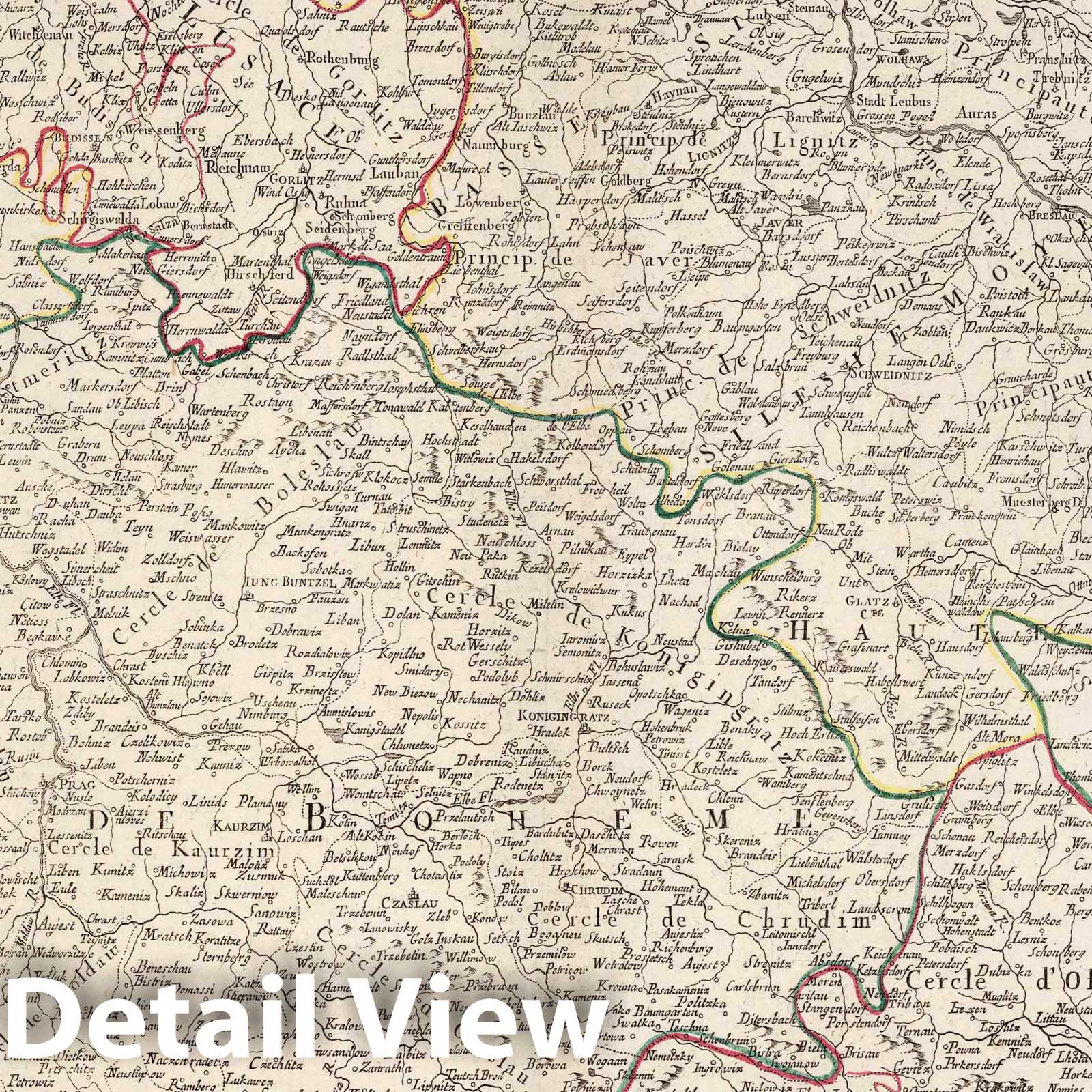 Bohemia, Silesia, Moravia, and Lusace, 1777 - Historical Map Print