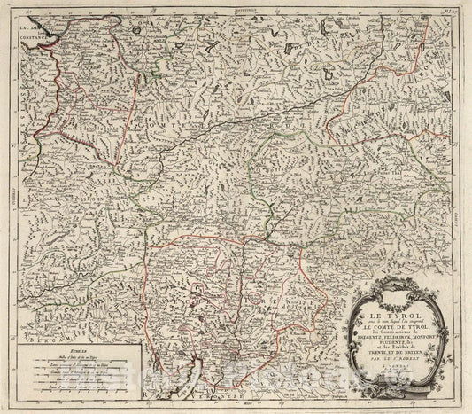 Historic Map : Tyrol (Austria)Universel dresse sur des Meillieures Cartes Modernes 1784, Vintage Wall Art