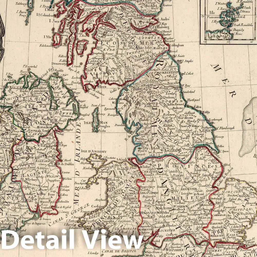 Historic Map : British Isles 40. Les Isles Britanniques, 1784 Atlas , Vintage Wall Art