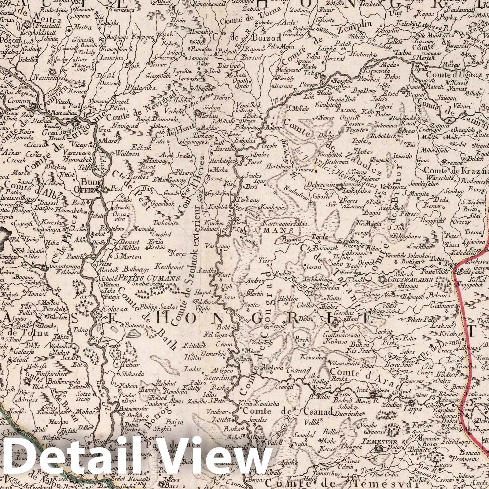 Hungary, Transylvania, Slavonia, and Croatia, 1784 - Historical Map Print