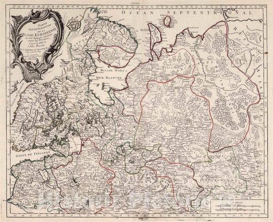 Historic Map : Russia, 52. Partie Septentrionale de la Russie Europeenne (Northern Sheet), 1784 Atlas , Vintage Wall Art