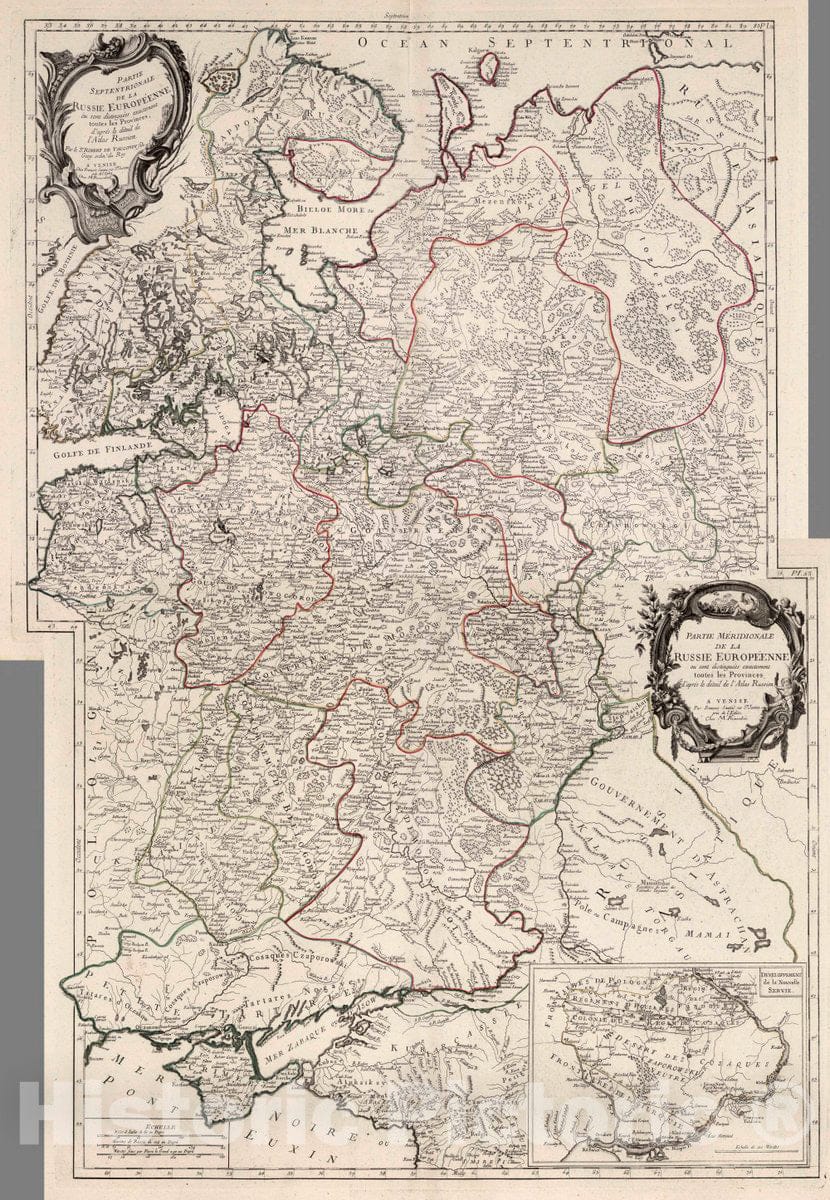 Historic Map : Russia, 1784 Composite Map: Partie Meridionale de la Russie Europeenne. , Vintage Wall Art