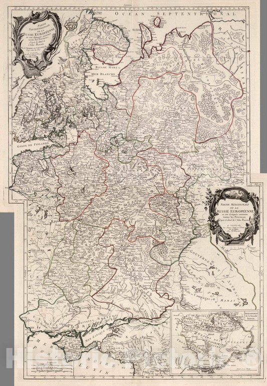 Historic Map : Russia, 1784 Composite Map: Partie Meridionale de la Russie Europeenne. , Vintage Wall Art