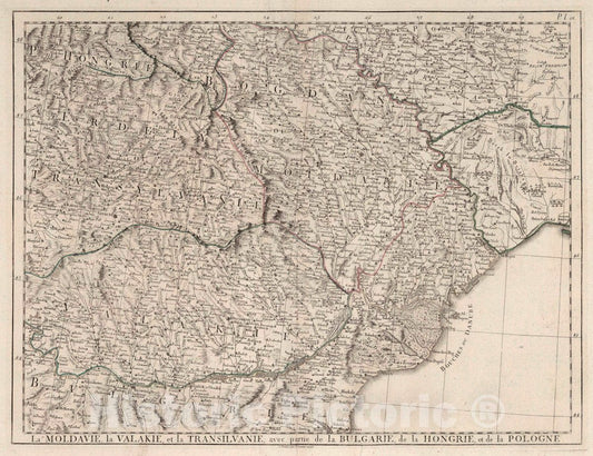 Historic Map : Romania, Ottoman Empire 56. Carte de la Partie Septentrionale de L'Empire Otoman (Northwest Sheet), 1777 Atlas , Vintage Wall Art