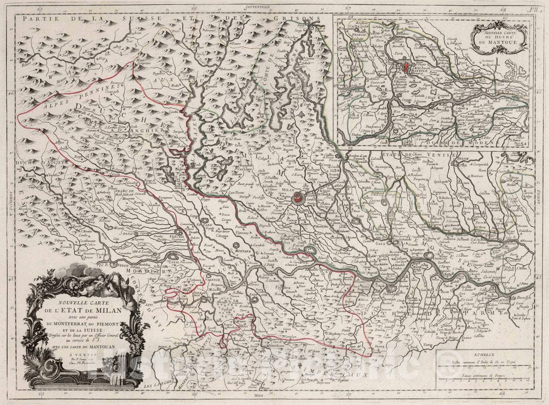 Historic Map : Italy., Milan (Italy) 4. Nouvelle Carte de l'Etat de Milan, 1780 Atlas , Vintage Wall Art