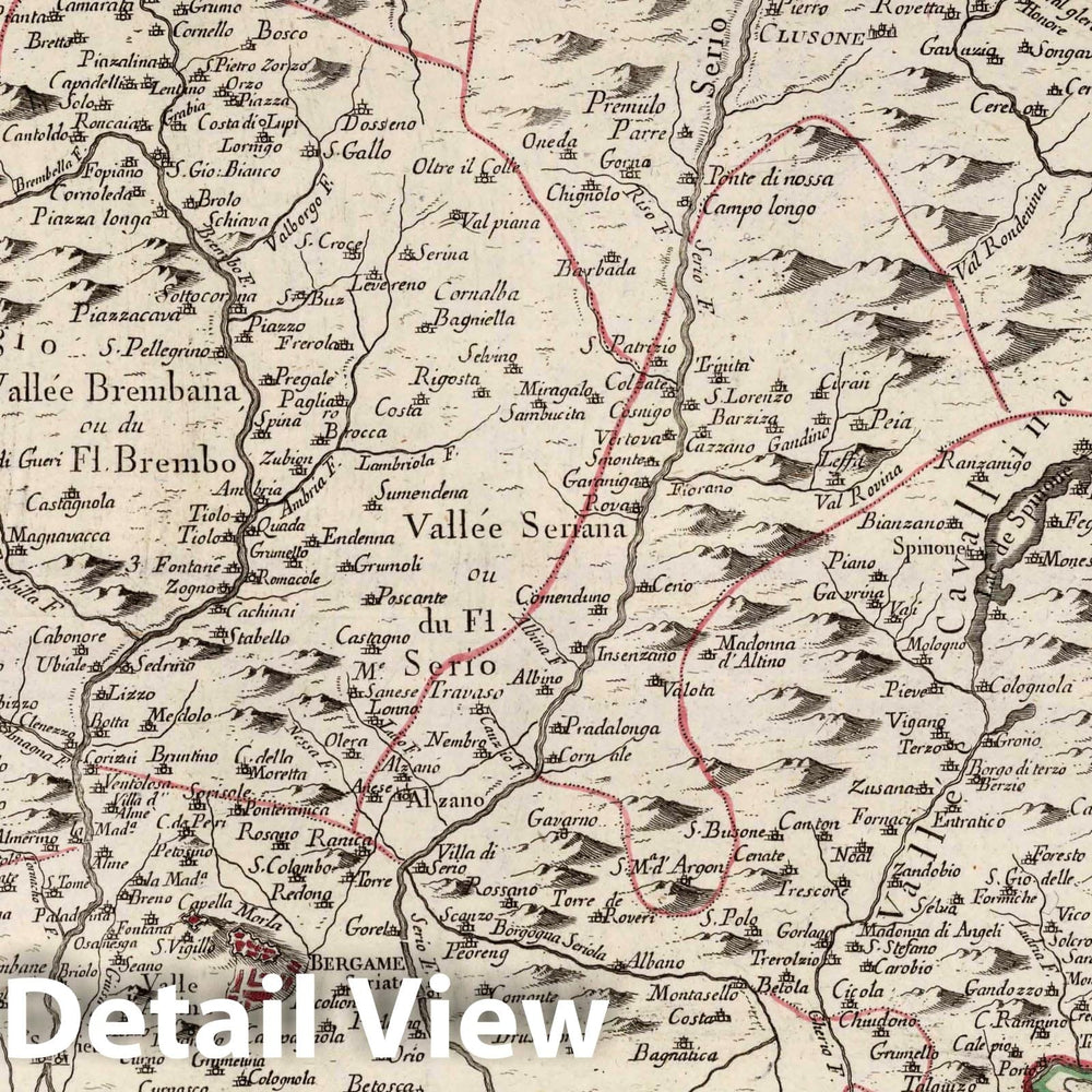 Historic Map : Bergame (Italy) 7. Carte de Territoire de Bergame, 1770 Atlas , Vintage Wall Art