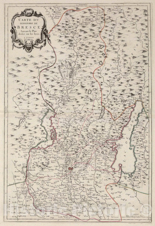 Historic Map : Bresce (Italy) 1777 9. Carte du Territoire de Bresce. , Vintage Wall Art