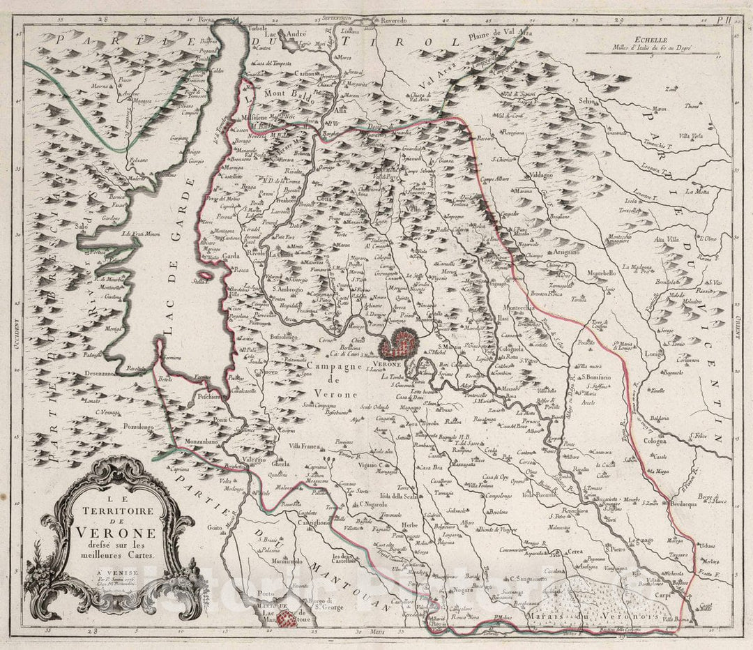 Historic Map : Verona (Italy) 10. Le Territoire de Verone, 1776 Atlas , Vintage Wall Art