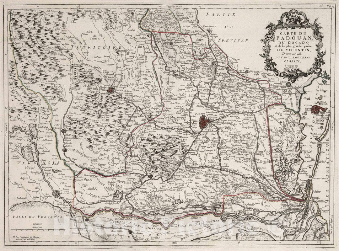 Historic Map : Padova (Italy) Atlas Universel dresse sur des Meillieures Cartes Modernes 1784. 12. Carte du Padouan, 1776 Atlas , Vintage Wall Art
