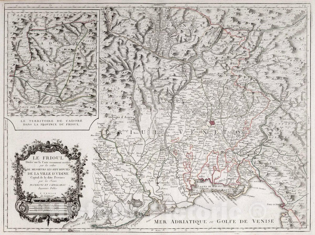 Historic Map : Friuli (Italy) Atlas Universel dresse sur des Meillieures Cartes Modernes 1784. A Venise par P. Santini rue Ste. 15. Le Frioul, 1778 Atlas , Vintage Wall Art