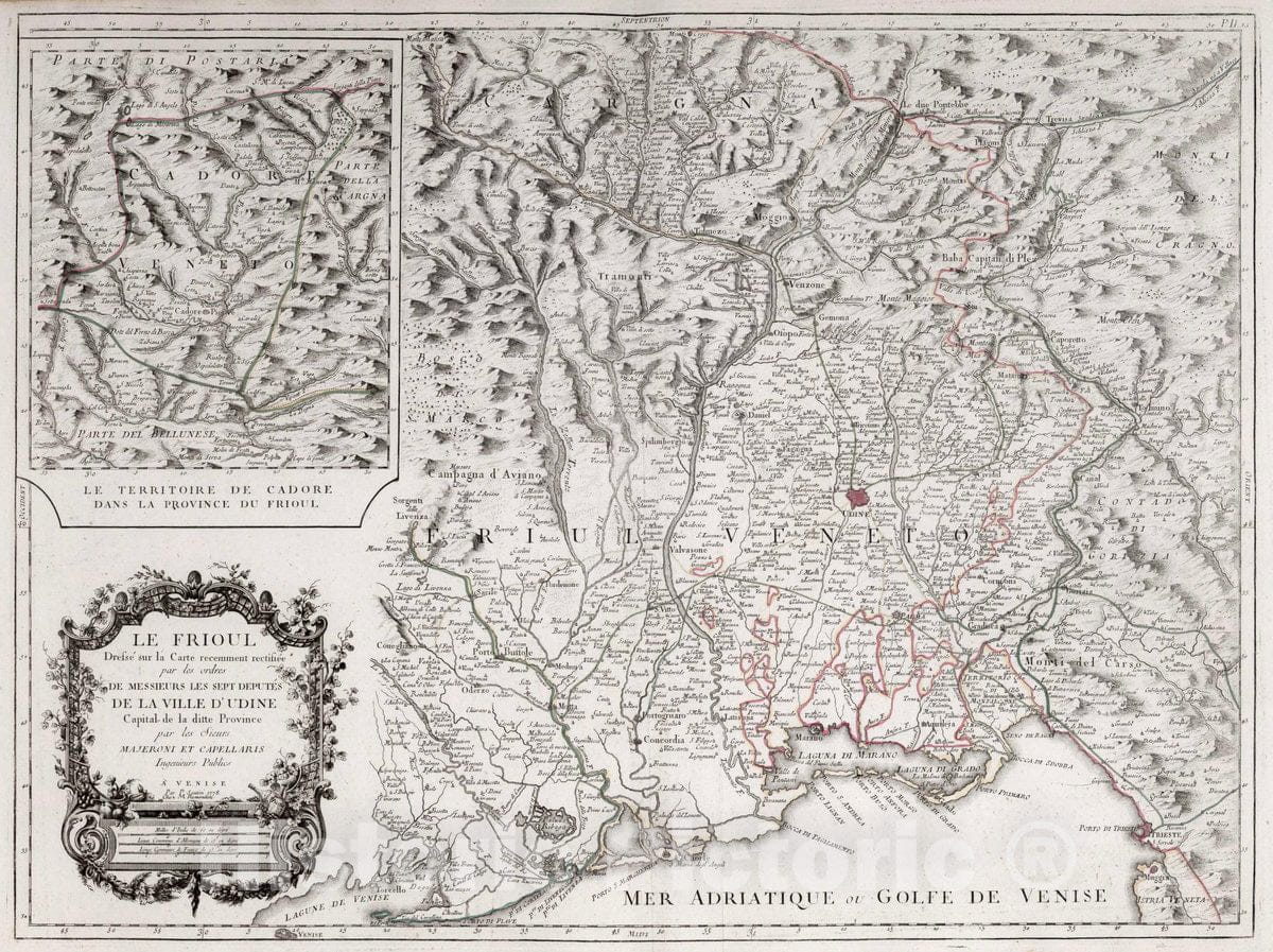 Historic Map : Friuli (Italy) Atlas Universel dresse sur des Meillieures Cartes Modernes 1784. A Venise par P. Santini rue Ste. 15. Le Frioul, 1778 Atlas , Vintage Wall Art