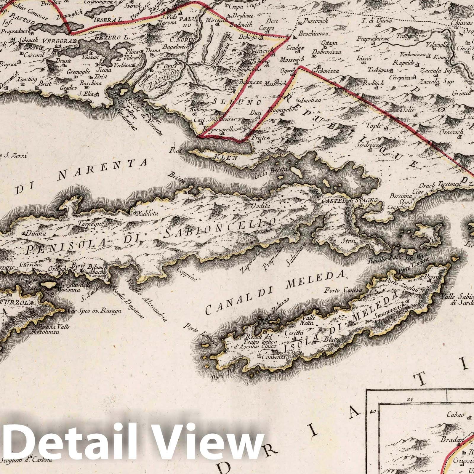 Eastern Dalmatia with Bay of Cattaro, 1780 - Historical Map Print
