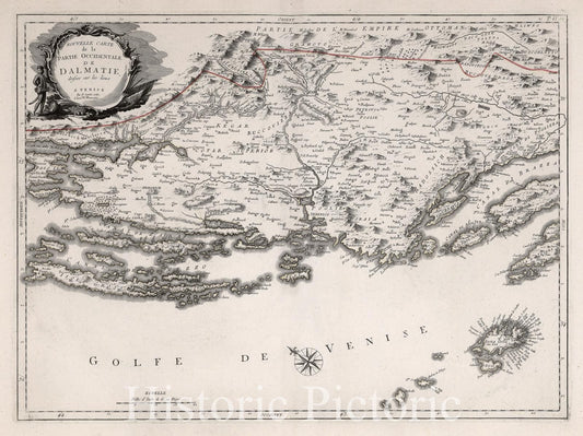 Historic Map : Dalmatia (Croatia) 18. Nouvelle Carte de la Partie Occidentale de Dalmatie, 1780 Atlas , Vintage Wall Art