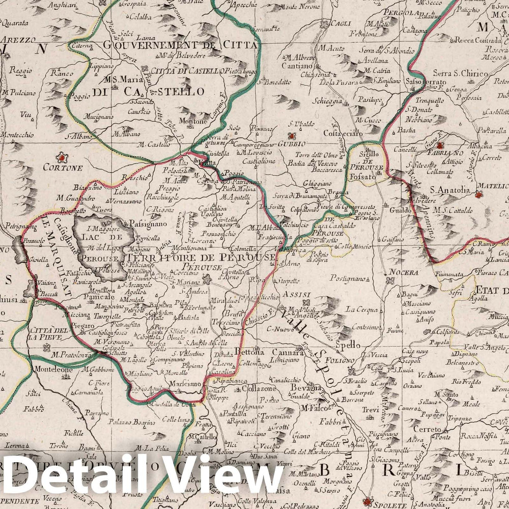 Historic Map : Umbria (Italy) 21. Partie de Milieu de l'Etat de l'Eglise contenant la Legation d'Urbin, la Marche, l'Ombrie, 1784 Atlas , Vintage Wall Art