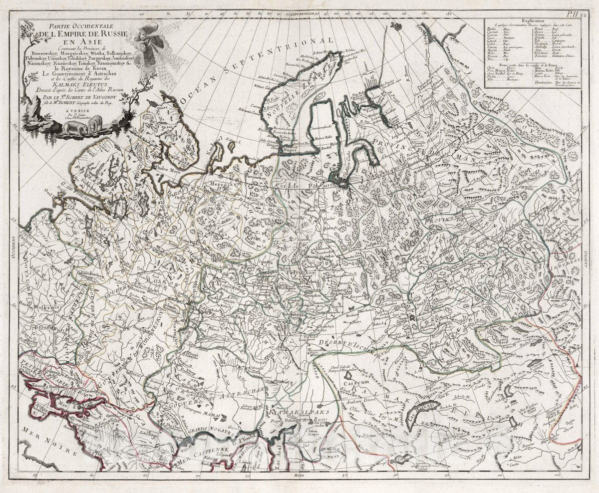 Historic Map : Russia, 32. Partie Occidentale de l'Empire de Russie en Asie, 1783 Atlas , Vintage Wall Art