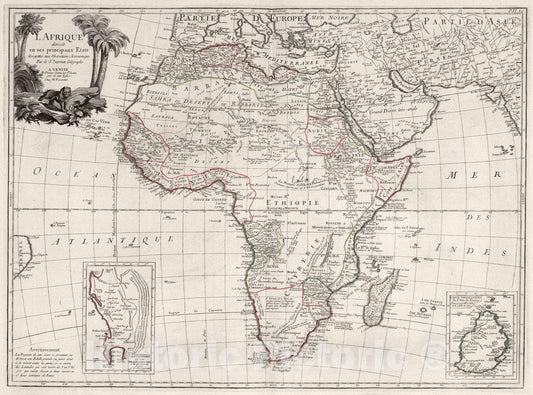 Historic Map : Atlas Universel dresse sur des Meillieures Cartes Modernes 1784. A Venise par P. Santini rue Ste. 39. L'Afrique, 1784 Atlas - Vintage Wall Art
