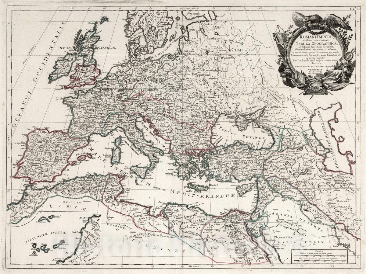 Historic Map : Atlas Universel dresse sur des Meillieures Cartes Modernes 1784. A Venise par P. Santini rue Ste. 55. Romani Imperii, 1779 Atlas - Vintage Wall Art