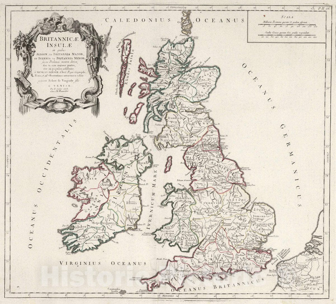 Historic Map : British Isles 56. Britannicae Insule, 1778 Atlas , Vintage Wall Art