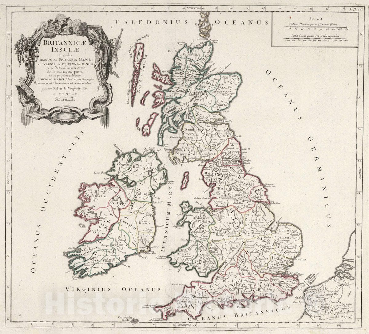 Historic Map : British Isles 56. Britannicae Insule, 1778 Atlas , Vintage Wall Art