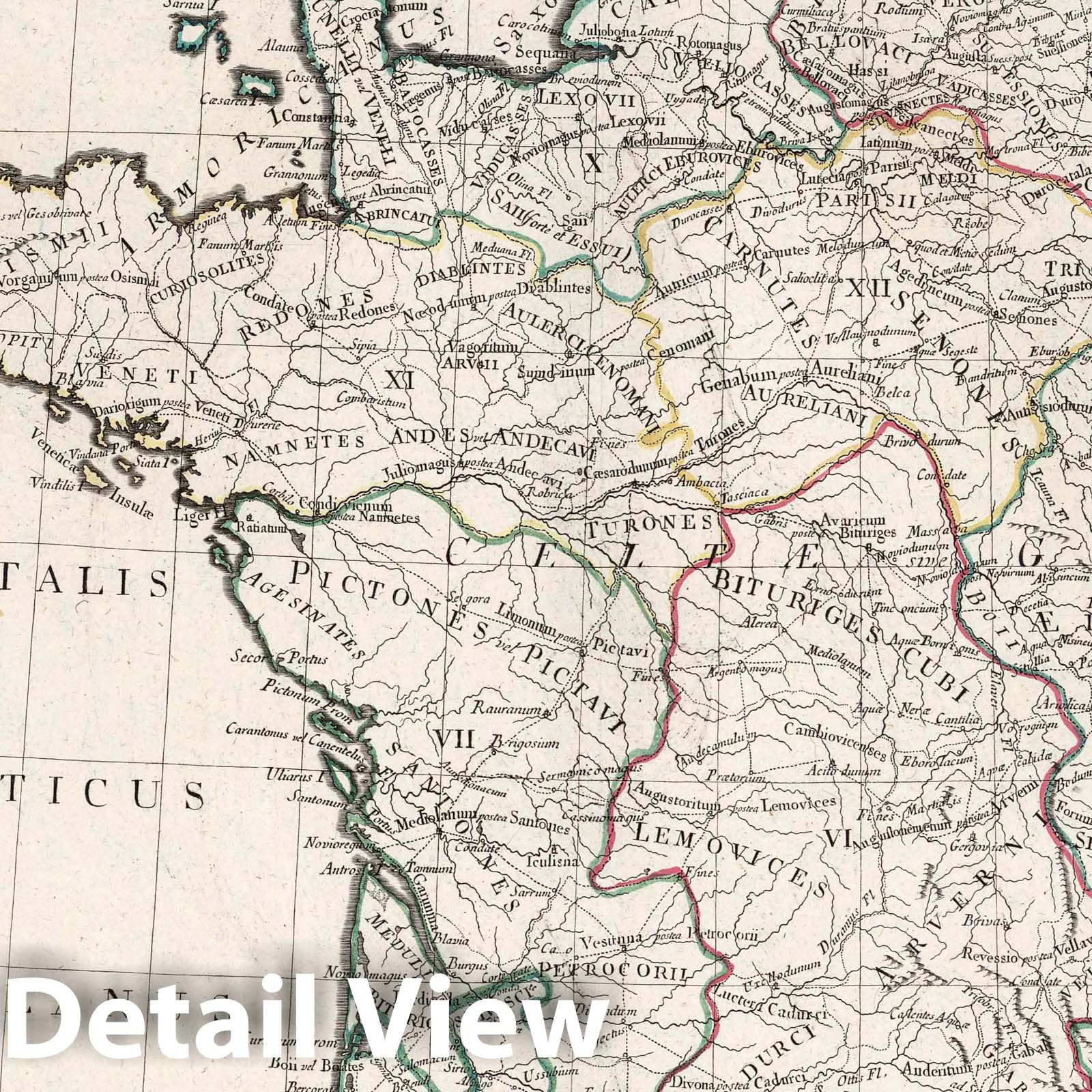 Ancient Gaul, 1760 - Historical Map Print