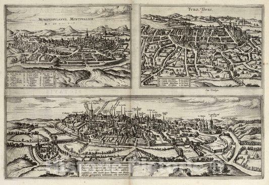 Historic Map : Montpellier , France, Vol I (8) Monspessulanus, Turo, Pictauis, 1612 Atlas , Vintage Wall Art