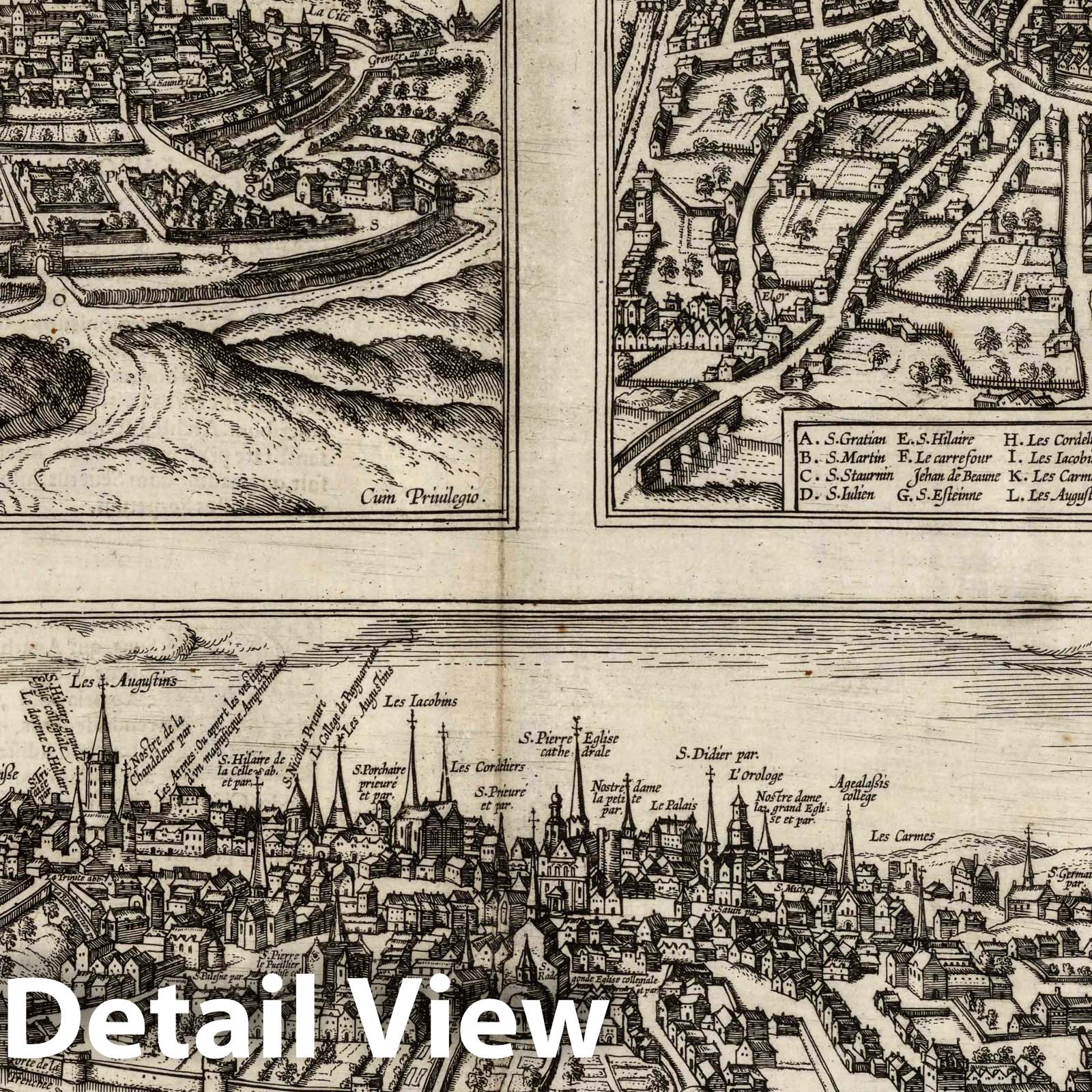 Montpellier, Tours, and Poitiers - River Map, 1612 - Historical Map Print