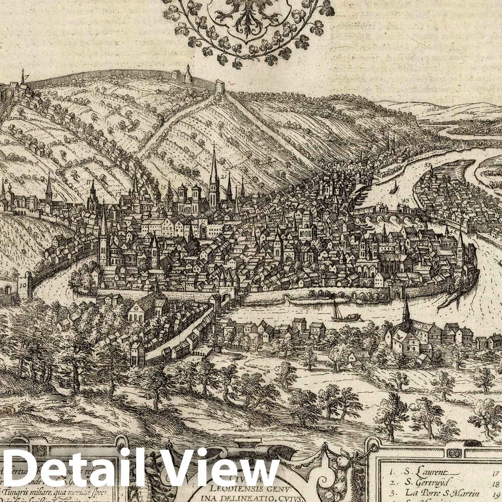Historic Map : Liege , France, Vol I (11) Leodium. Liege, 1575 Atlas , Vintage Wall Art