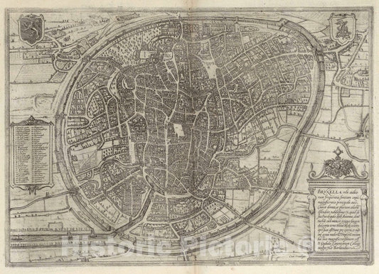 Historic Map : Brussels , Belgium Vol I (14) Bruxella. (Brussels), 1575 Atlas , Vintage Wall Art