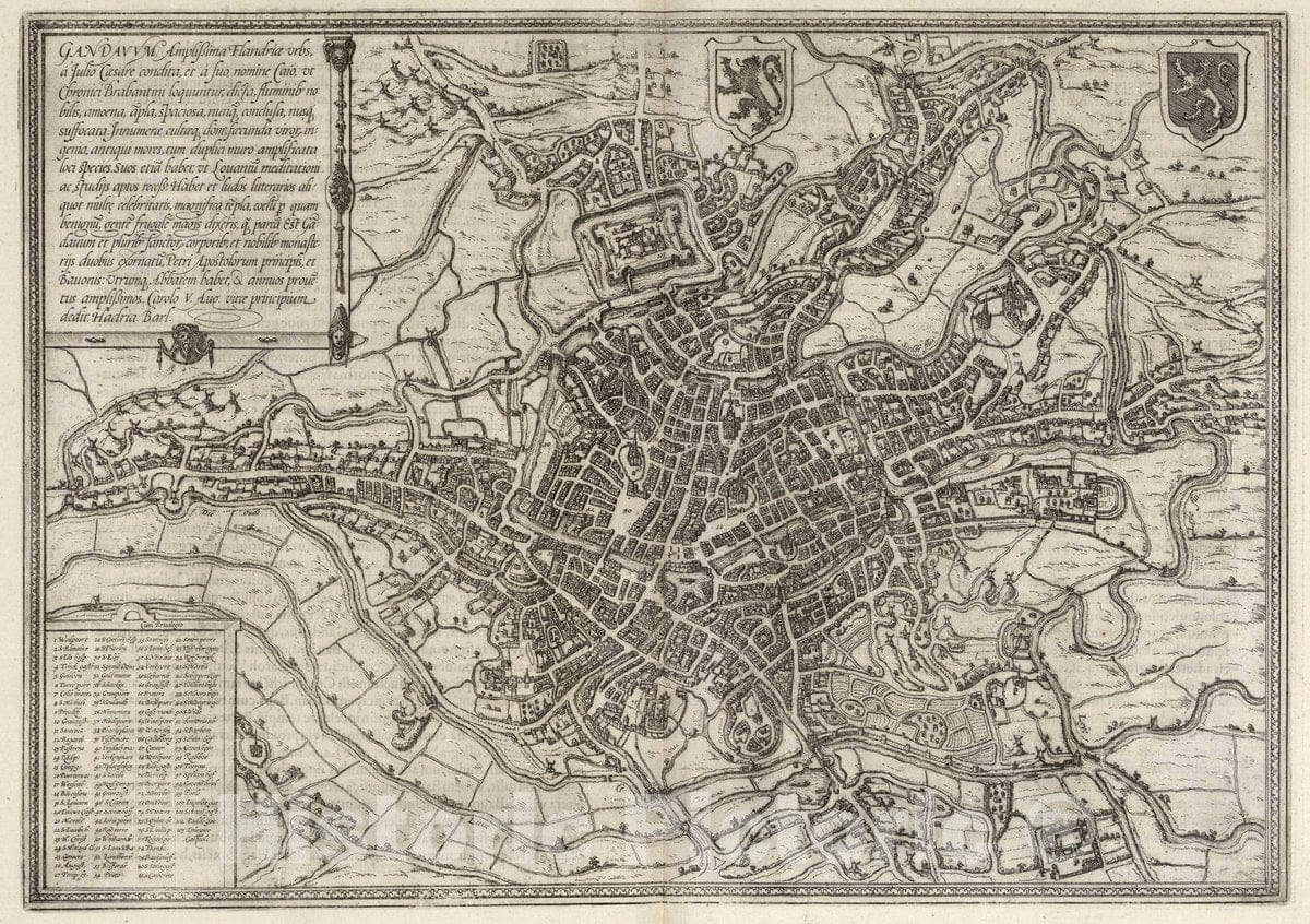Historic Map : Gent , Belgium Vol I (15) Gandavum. (Gent), 1575 Atlas , Vintage Wall Art
