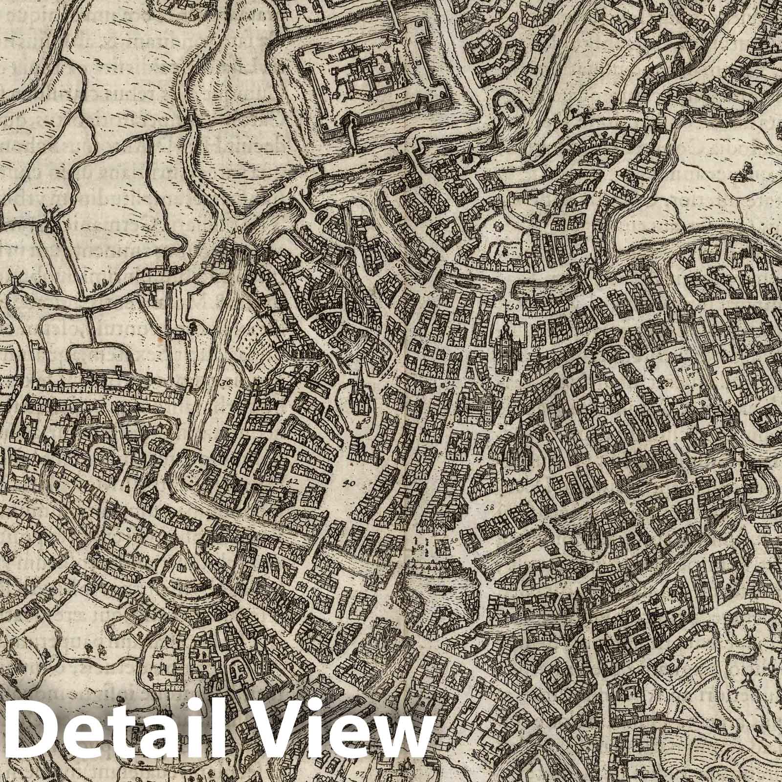 Historic Map : Gent , Belgium Vol I (15) Gandavum. (Gent), 1575 Atlas , Vintage Wall Art