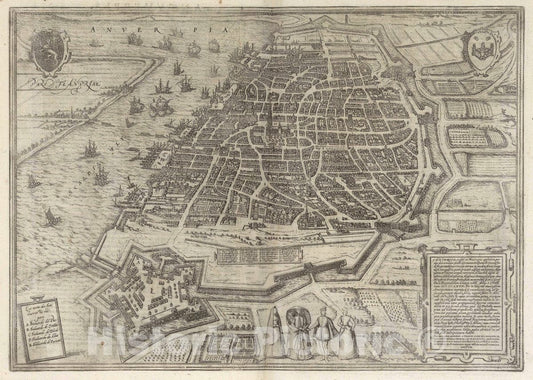 Historic Wall Map : Vol I (17) Anverpia. (Antwerp), 1575 Atlas - Vintage Wall Art